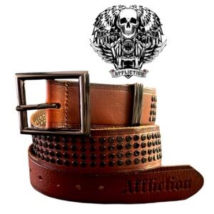 Rare Affliction Leather Studded Belt